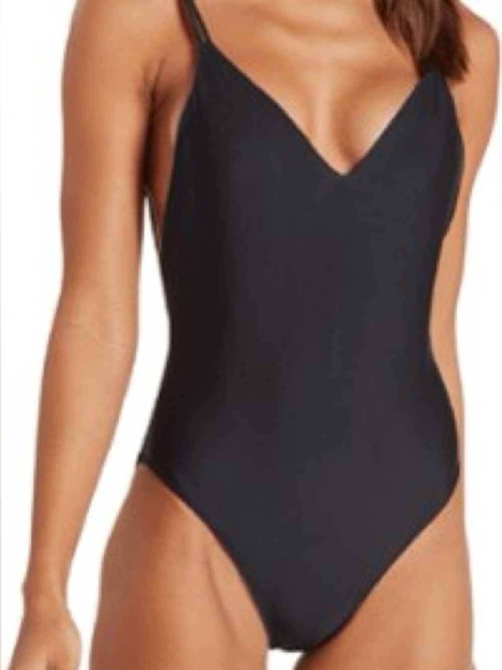 Volcom Low Cut Cheeky Black One Piece Swim Suit